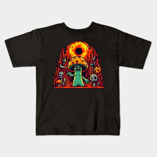 Mushroom Underworld Kids T-Shirt by Plushism